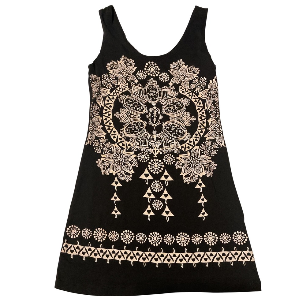 Papillon Black Cream Paisley Print‎ Tank Dress Size S